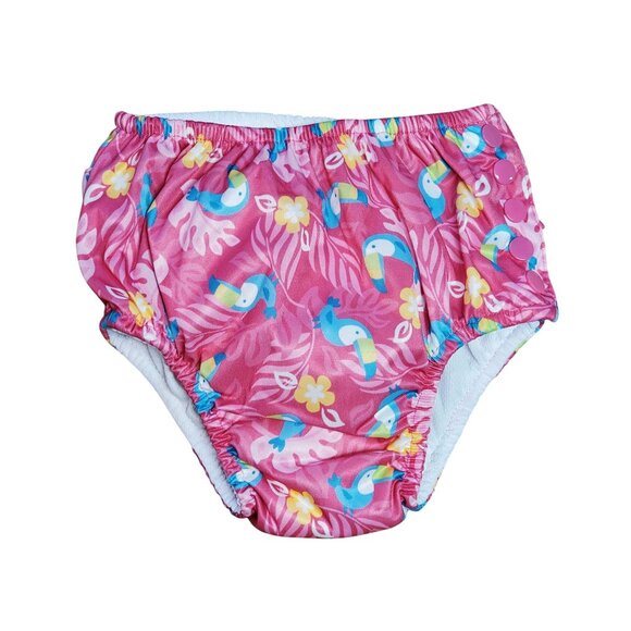 iPlay Swim Diaper Pink Toucan Print Size 3T – Reusable Baby Toddler Swimsuit Dia - Picture 2 of 7